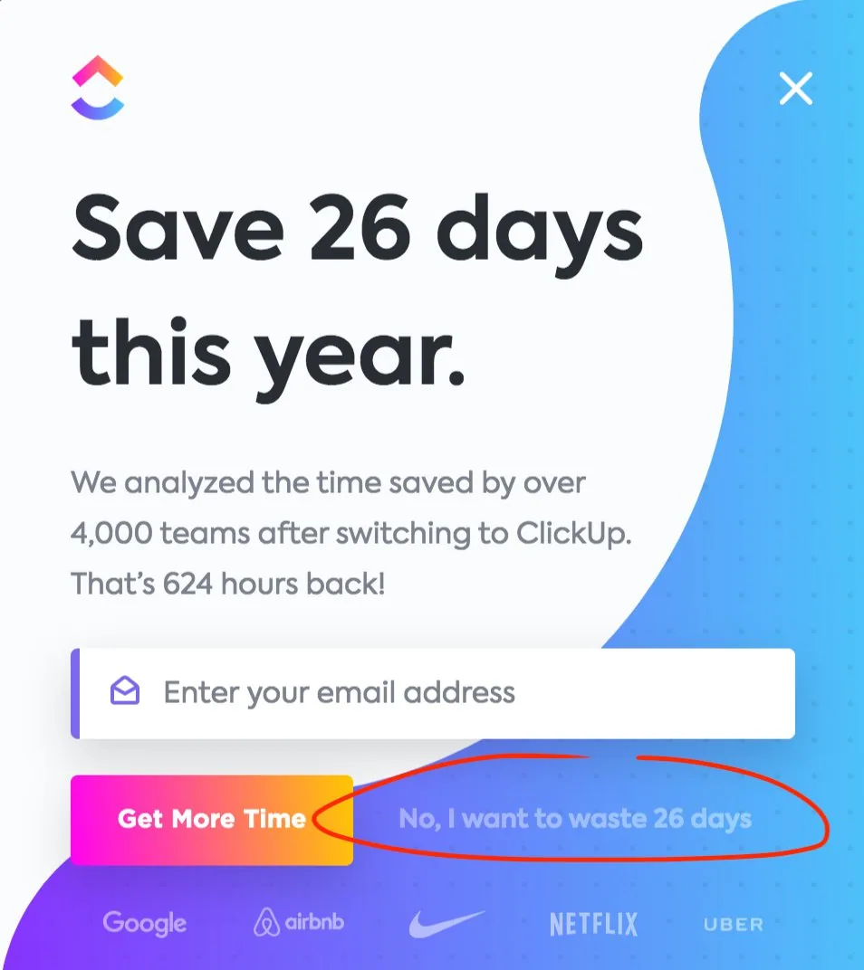 ClickUp: user shaming.
