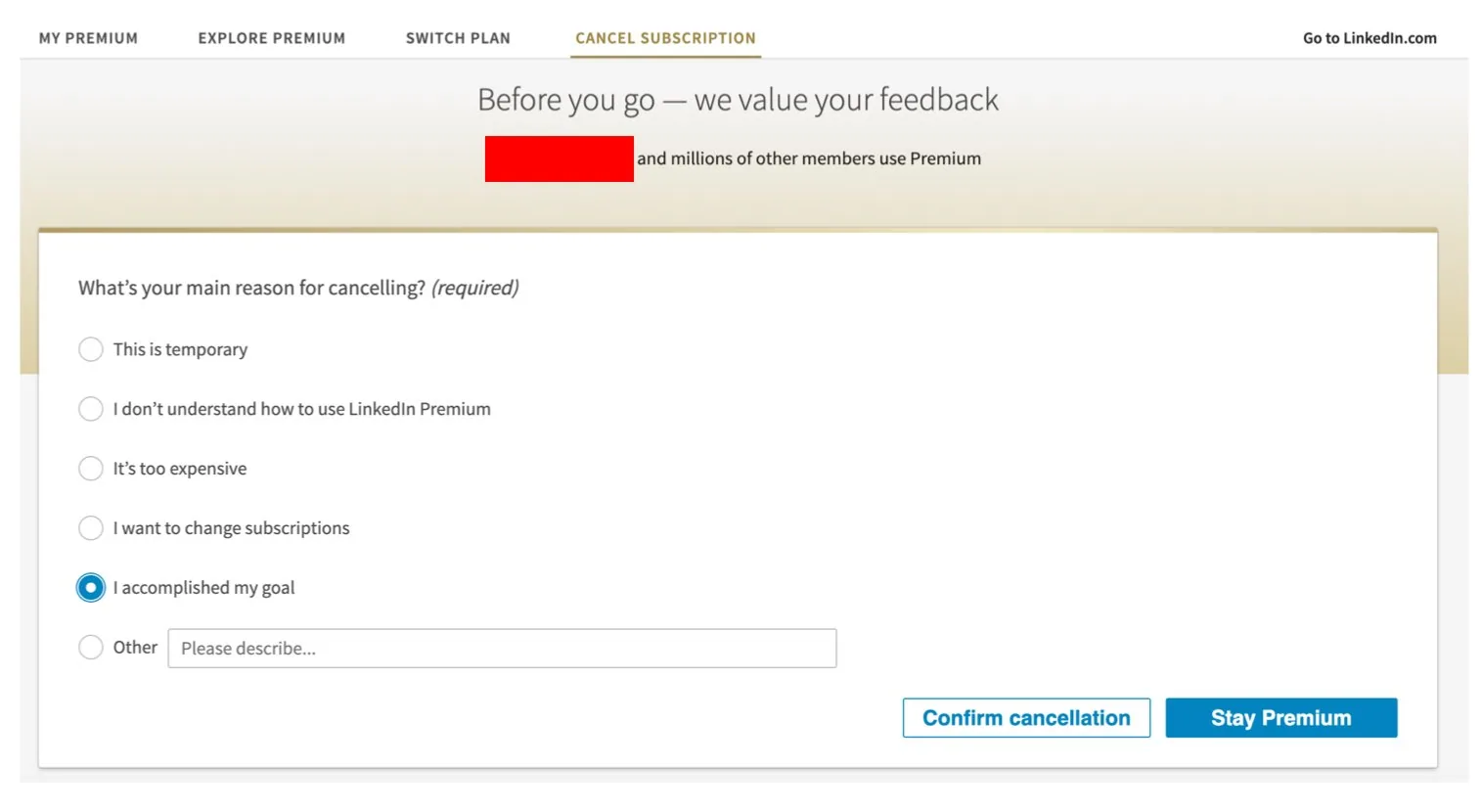 LinkedIn: unsubscribe.