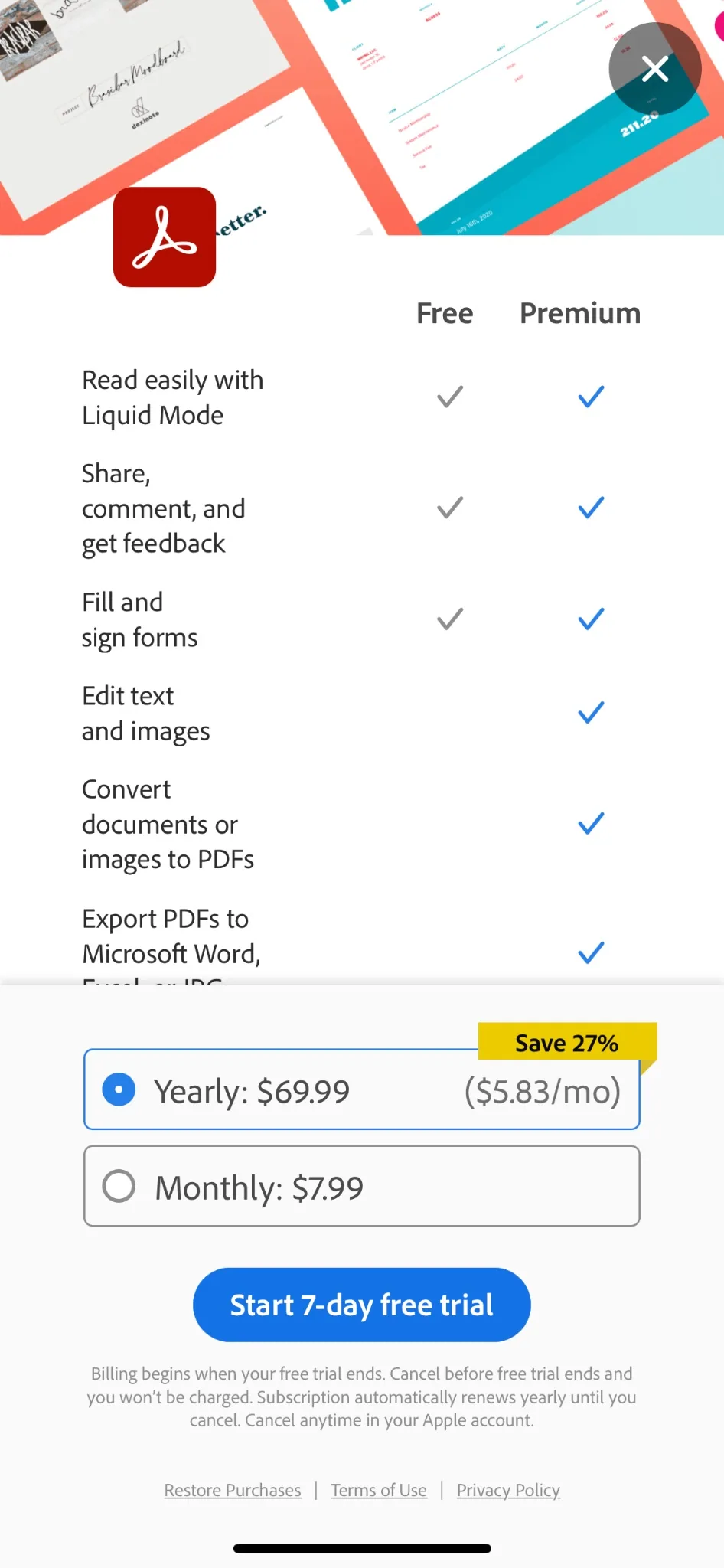 Adobe enrolls users into the subscription model using free trial